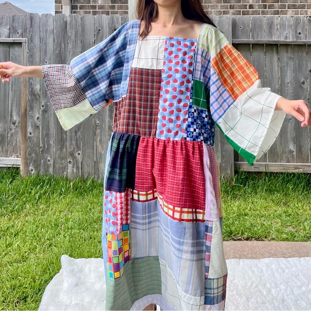 Handmade Quilted Patchwork Plaid Dress SKU 05276 - Picture 11 of 16